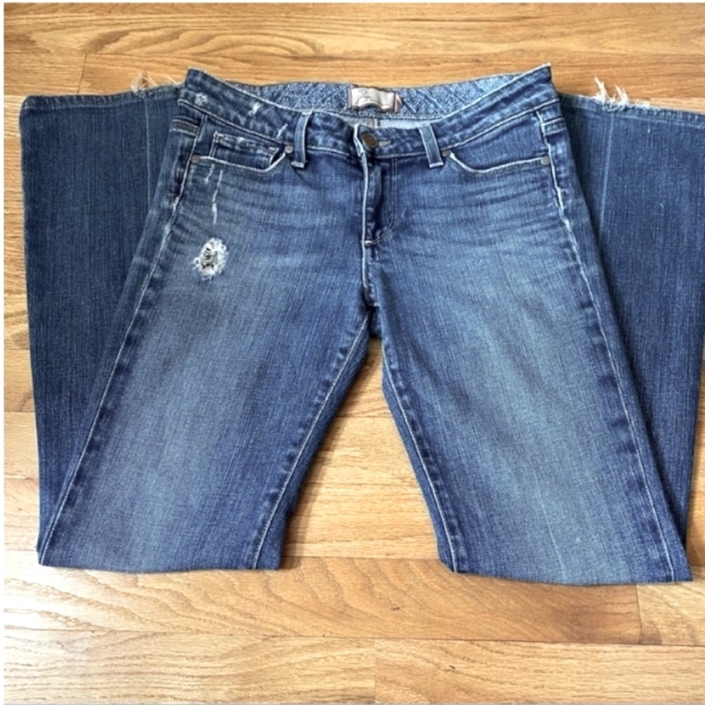 PAIGE Jeans Wide Leg Flare Low Rise 27 Vintage Retro